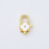 18K Gold Filled Clover Shell Pearl Clasp, Lobster Claw Clasp Closure Findings Supply for Jewelry Making, 14x22mm, CL573